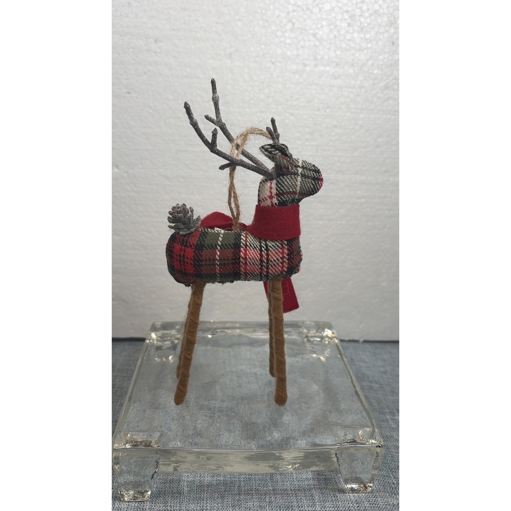 Pottery Barn Plaid Reindeer & Felt Animal Christmas Ornaments Lot of 3 Pre-Owned - Picture 17 of 17